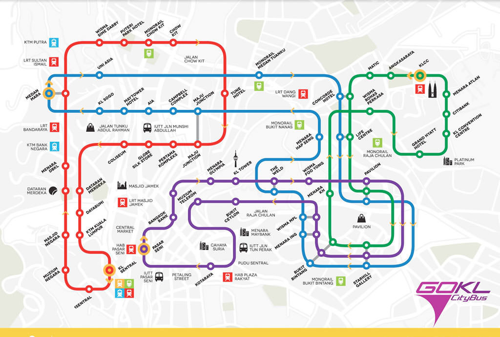 GoKL ruta en bus por kuala lumpur